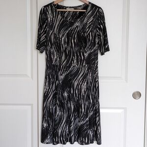 Triste A Line Dress Women 0X Geometric Print Stretch Boho Office Workwear